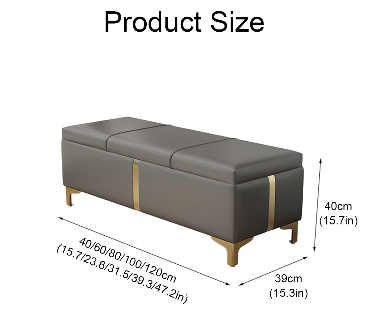 ▼ ben Multifunctional Leather Ben with Metal Legs and Safety Hinge